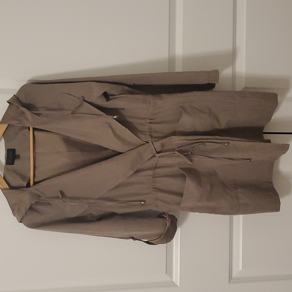 Sueded Taupe Hooded Utility Jacket